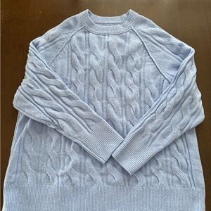 Aerie Light Blue Crewneck Cable Knit Sweater